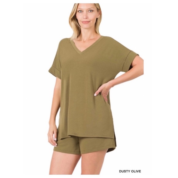 A Girl Thing Pants - 111 ❤️Comfy olive lounge wear set shorts top